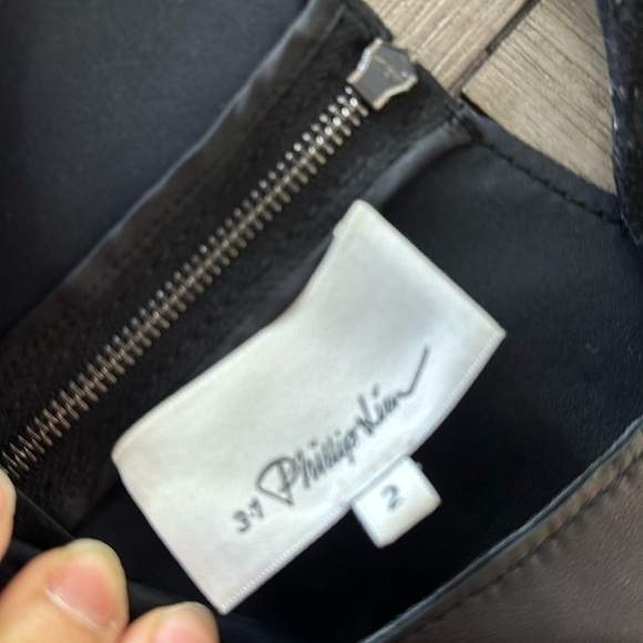 3.1 PHILLIP LIM LEATHER TRIM MINI DRESS - Picture 3 of 5